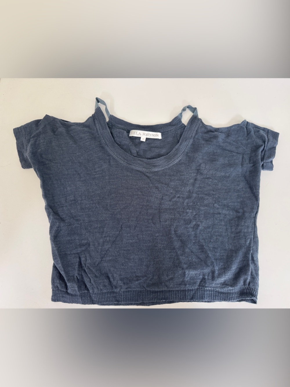 Ulla Johnson Navy Blue Knit Cold-Shoulder Tee